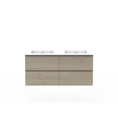 kuva kohteelle Posh Domaine 1200mm Wall Hung Twin Vanity Unit All-Drawer Double Bowl Ceramic Top