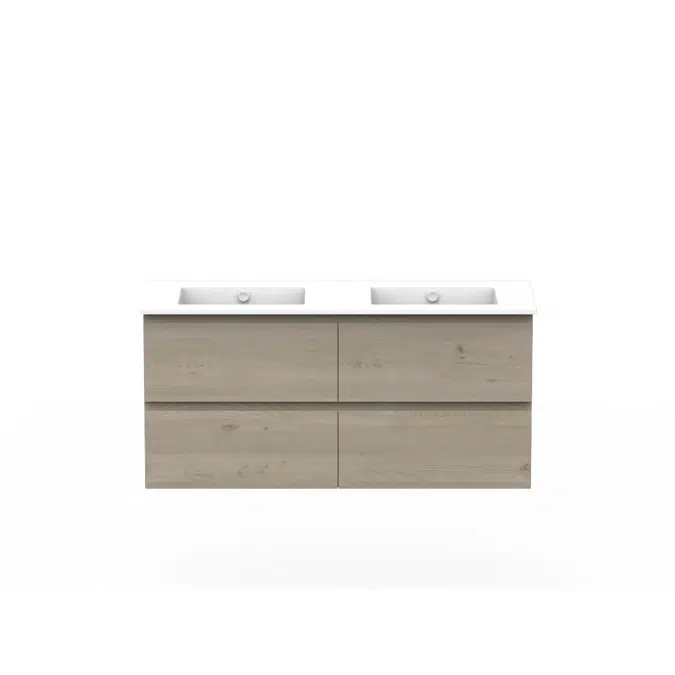 Posh Domaine 1200mm Wall Hung Twin Vanity Unit All-Drawer Double Bowl Ceramic Top