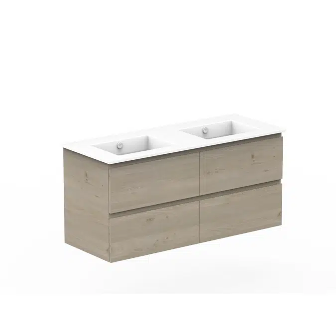 Posh Domaine 1200mm Wall Hung Twin Vanity Unit All-Drawer Double Bowl Ceramic Top