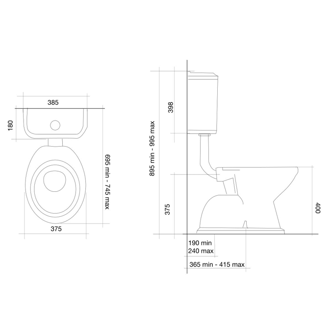 Bim Objects - Free Download! Posh Canterbury Low Level Toilet Suite 