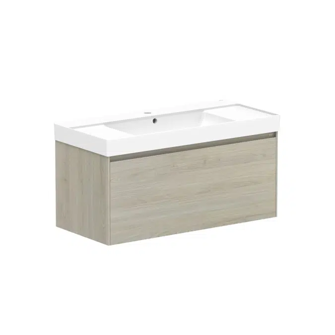 Roca Ona Vanity All Drawer Single Centre Bowl 1000mm Light Oak