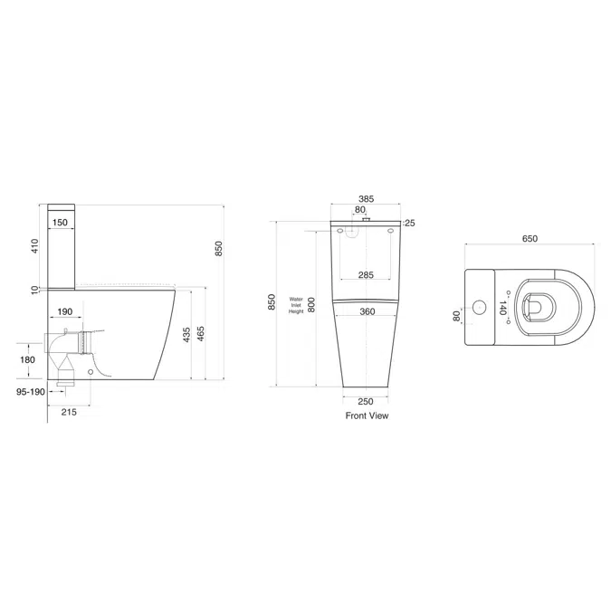 Wolfen Ambulant Close Coupled Back To Wall Rimless Toilet Suite Single Flap Seat White (4 Star)