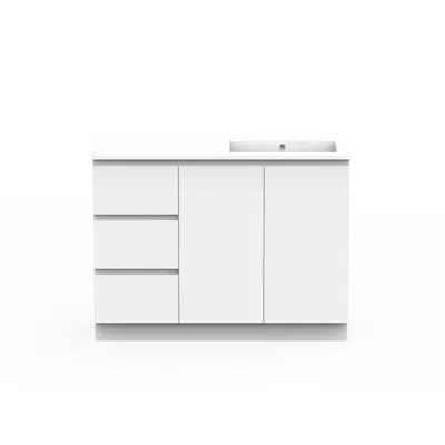 изображение для Posh Domaine Conventional 1200mm Single Bowl Floor Mounted Vanity Unit Cast Marble Top Right Hand Basin