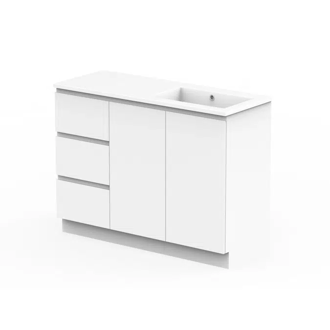 Posh Domaine Conventional 1200mm Single Bowl Floor Mounted Vanity Unit Cast Marble Top Right Hand Basin
