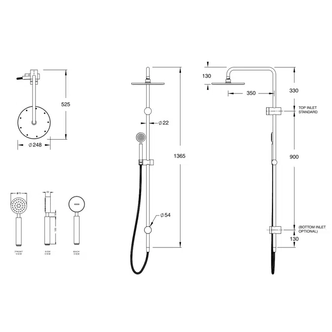Milli Mood Edit Twin Rail Shower with Top Rail Water Inlet Chrome (3 Star)