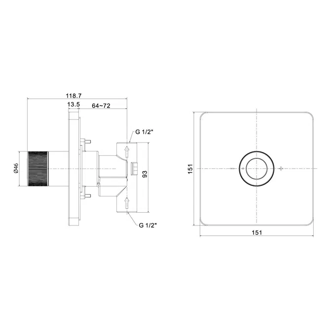 American Standard EasySET Overhead Shower Controller Chrome