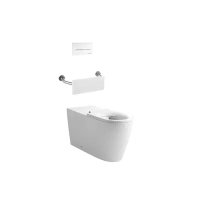 imagen para Wolfen 800 Back to Wall Rimless Inwall Toilet Suite with Single Flap Seat White, Backrest, Raised Height Button & Plate White, Hideaway+ Inwall Cistern (4 Star)