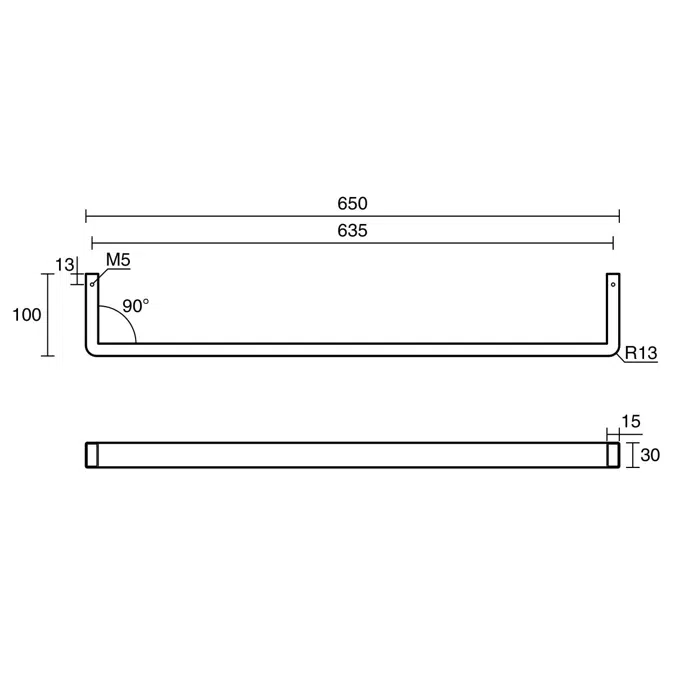 BIM objects - Free download! Mizu Stream Heated Towel Rail 650mm ...