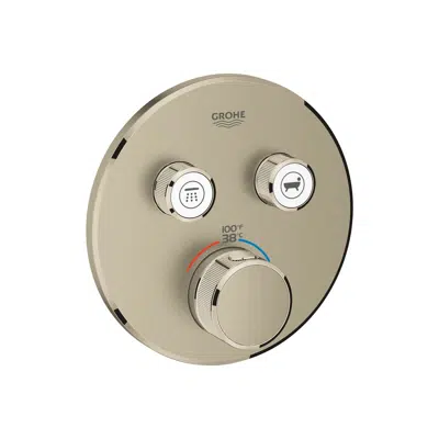 imagem para GROHE Smart Control Concealed Thermostat 2 Button Round Brushed Nickel