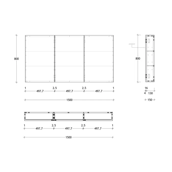 Posh Domaine 1500mm x 800mm Shaving Cabinet Standard 3 Door