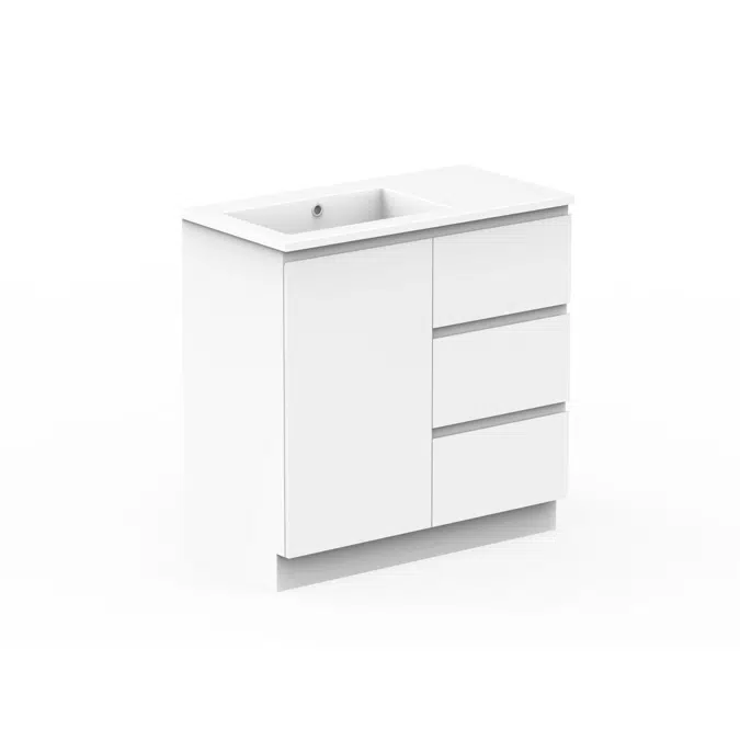 Posh Domaine Conventional 900mm Floor Mounted Vanity Unit Cast Marble Left Hand Basin