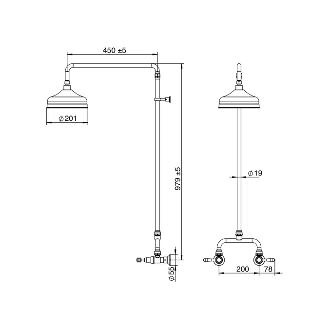 Milli Monument Edit Exposed Shower Set Lever Brushed Gold (3 Star)