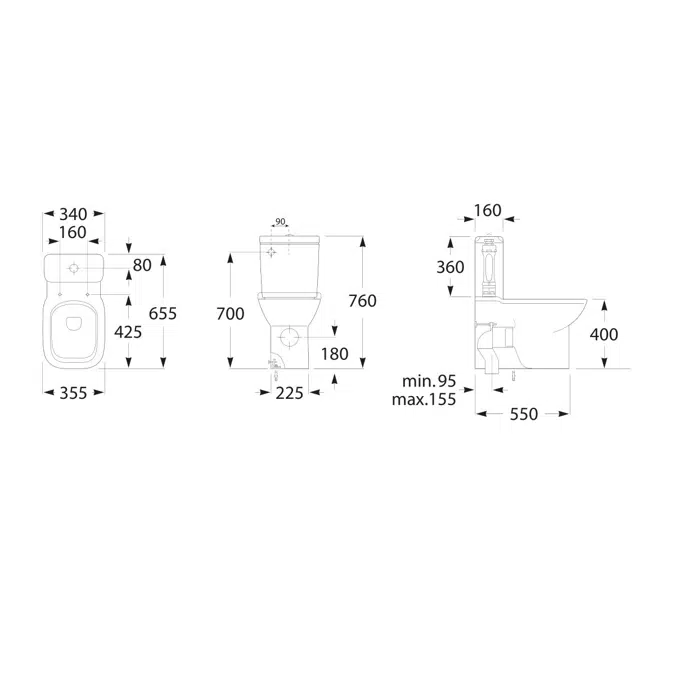 Objetos BIM - ¡Descarga gratis! Roca Debba Close Coupled Back To Wall ...