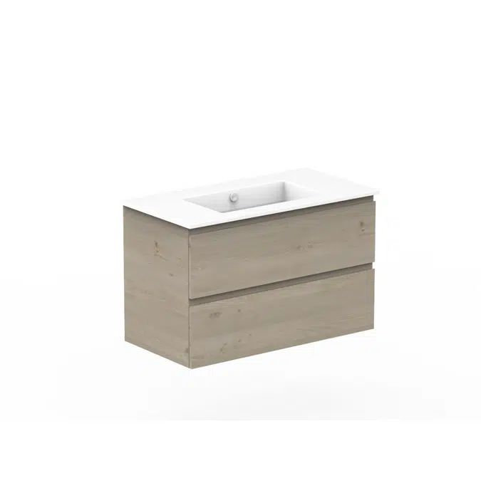 Posh Domaine 900mm Wall Hung Twin Vanity Unit All-Drawer Ceramic Top