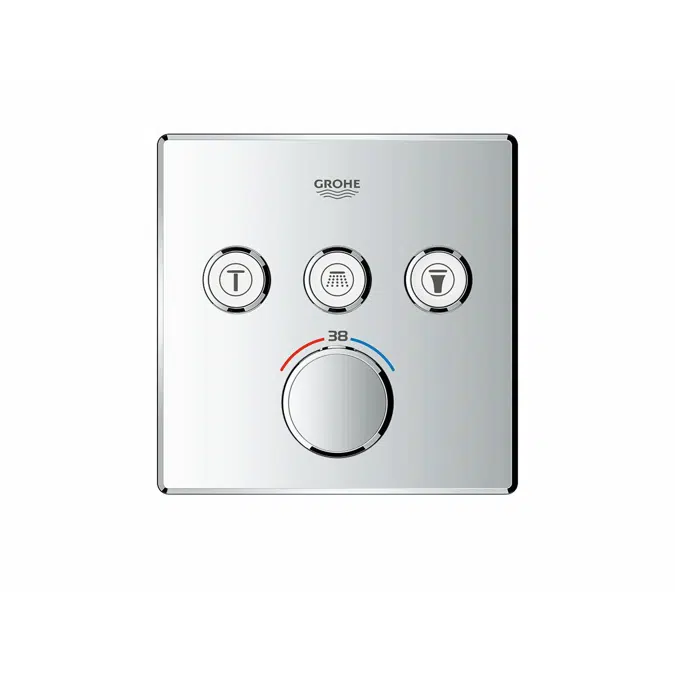 GROHE SmartControl Concealed Thermostat 3 Button Square Chrome