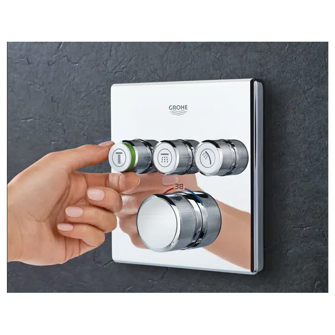 GROHE SmartControl Concealed Thermostat 3 Button Square Chrome