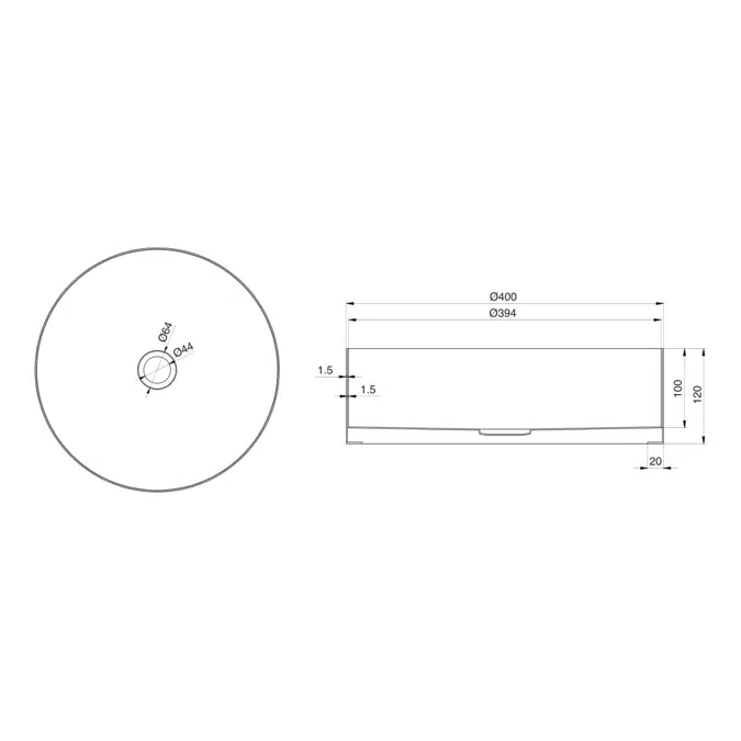 Kado Aspect Stainless Steel Basin Round 400mm with Plug & Waste Brushed Gold
