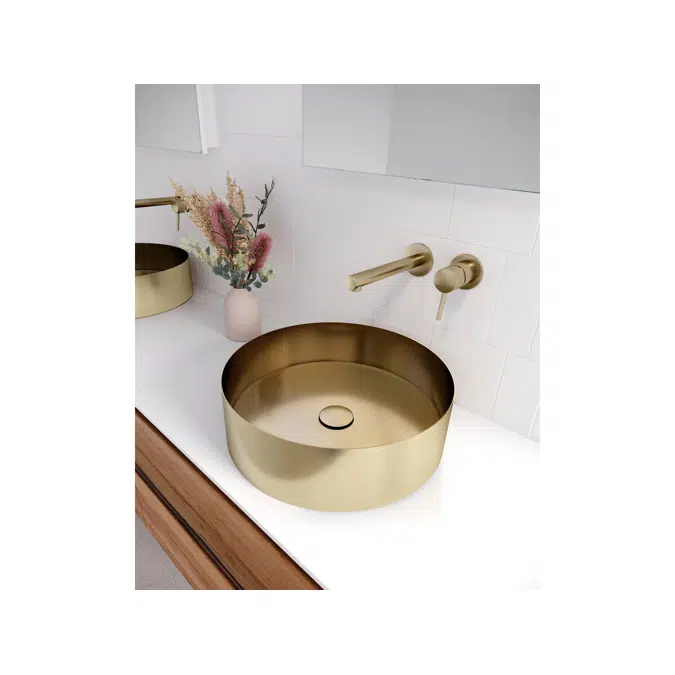 Kado Aspect Stainless Steel Basin Round 400mm with Plug & Waste Brushed Gold