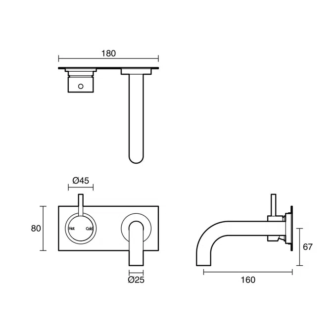 BIM objects Free download! Sussex Scala 25mm Curved Bath Mixer Tap