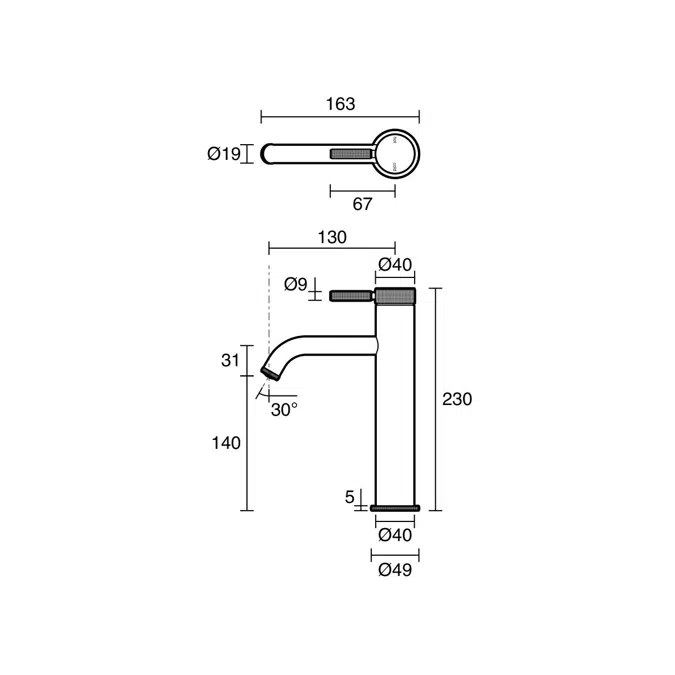 Milli Etch Medium Height Basin Mixer Tap Brushed Bronze (6 Star) Lead Free