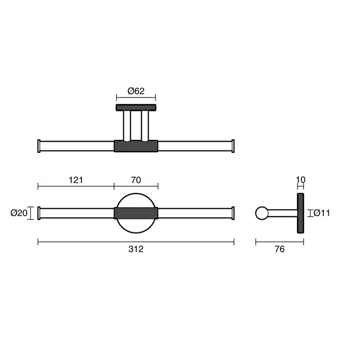 Milli Marq Edit Double Toilet Roll Holder Matte Black