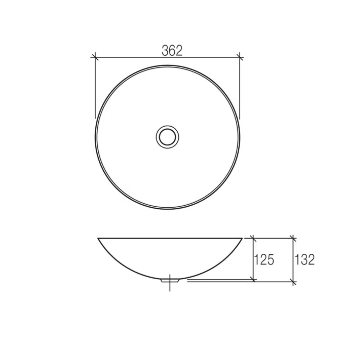 Alape Circa Above Counter Basin 360mm Matte Black