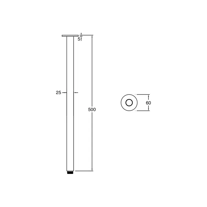 Milli Mood Edit Vertical Shower Arm 500mm PVD Brushed Gold