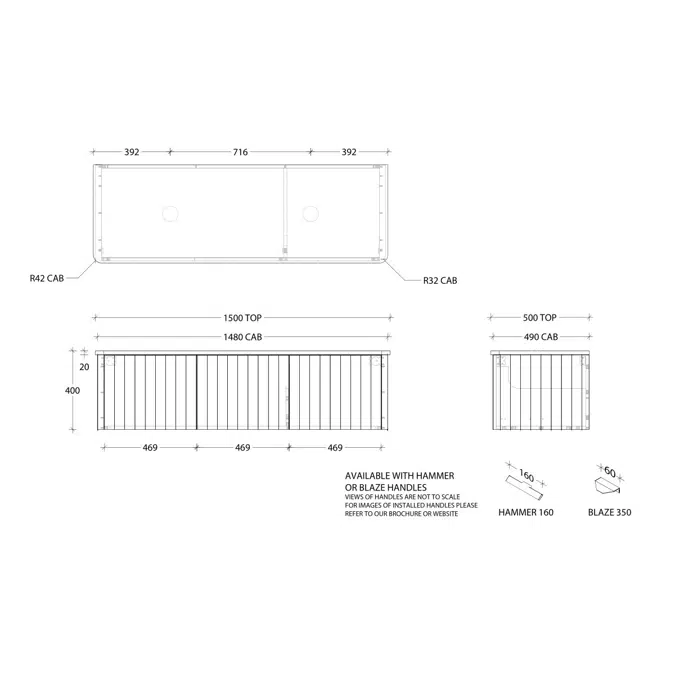 Kado Neue All-Door 1500 Double Bowl Wall Hung Cherry Pie