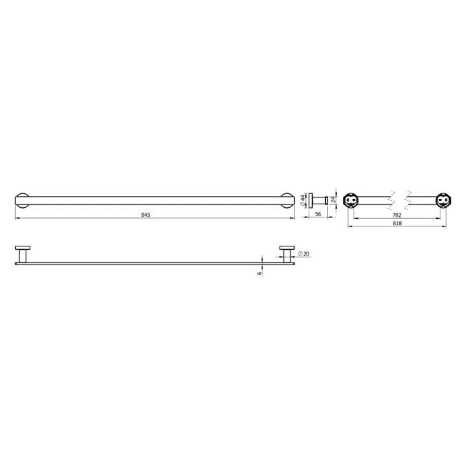 Milli Marle Edit Single Towel Rail 800mm Chrome