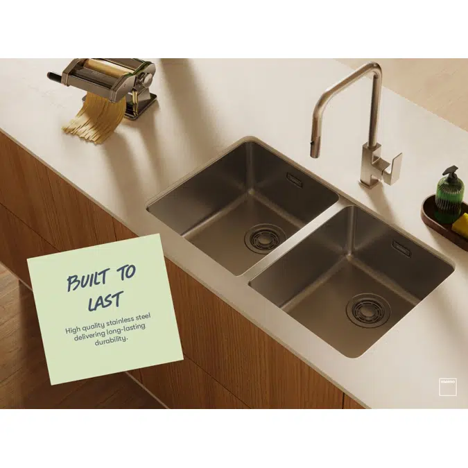 Memo Oscar Inset/Undermount Extended Single Bowl Sink 500mm Overflow No Taphole