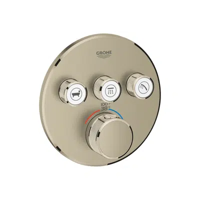 GROHE Smart Control Concealed Thermostat 3 Button Round Brushed Nickel 이미지
