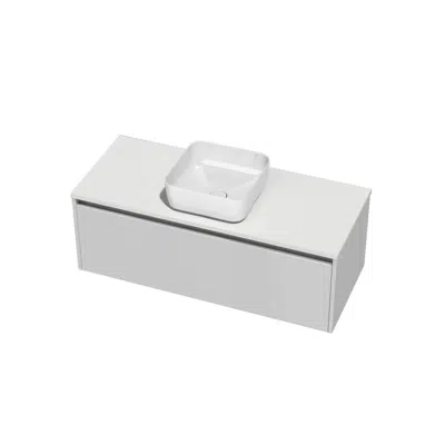 afbeelding voor St Michel Kayla Wall Hung Vanity Unit 1200 1 Drawer Cherry Pie Centre Roca Inspira Square Above Counter Basin 370mm White