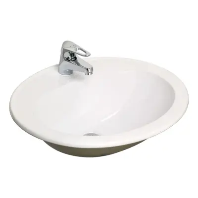 billede til Base Vanity Basin with Front Overflow 1 Taphole 540 x 445mm White
