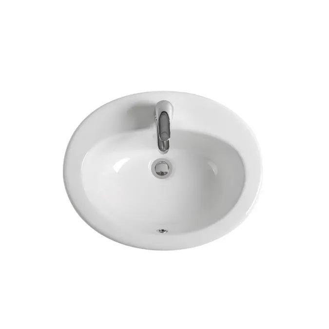 Base Vanity Basin with Front Overflow 1 Taphole 540 x 445mm White