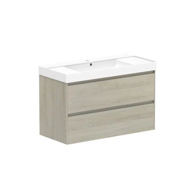 Roca Ona Vanity All Drawer Twin Centre Bowl 1000mm Light Oak