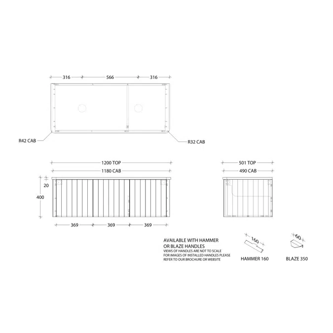 Kado Neue All-Door 1200 Double Bowl Wall Hung Cherry Pie