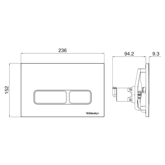 Hideaway+ Rectangle Button / Plate Inwall ABS Gloss White