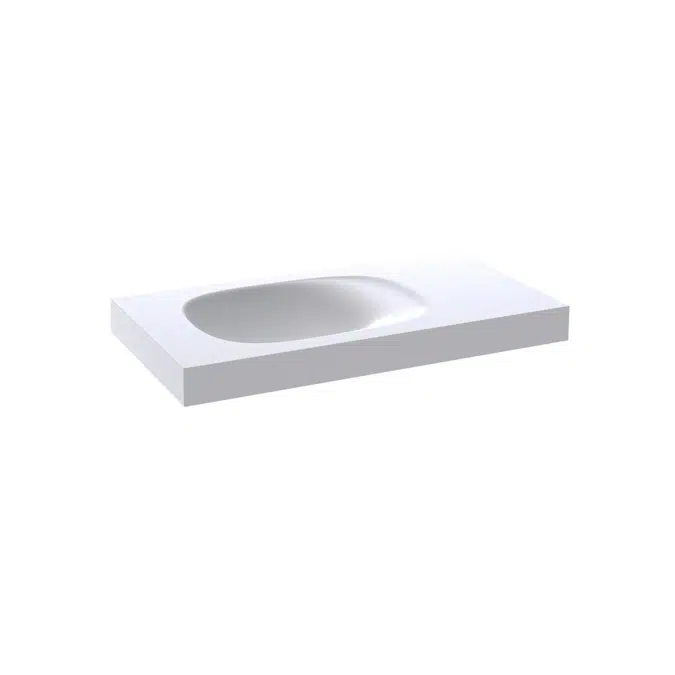 Kado Lussi 900mm Left Hand Wall Basin Side Shelf with Overflow No Taphole Matte White Solid Surface