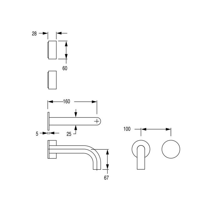 Objetos BIM - ¡Descarga gratis! Milli Pure Progressive Wall Basin Mixer ...