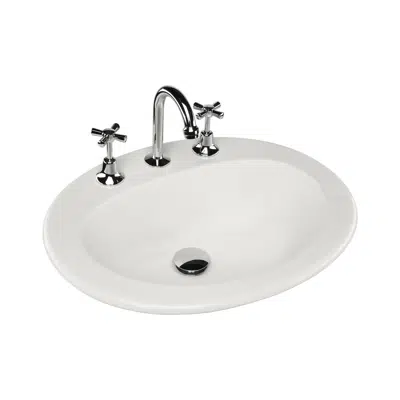 изображение для Base Vanity Basin with Front Overflow 3 Taphole 540 x 445mm White
