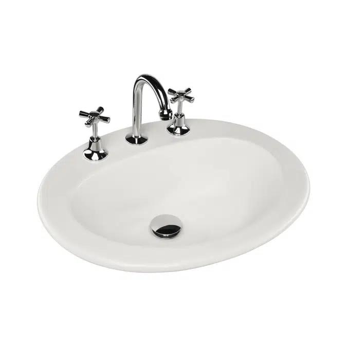 Base Vanity Basin with Front Overflow 3 Taphole 540 x 445mm White