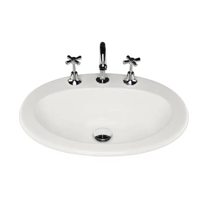 Base Vanity Basin with Front Overflow 3 Taphole 540 x 445mm White