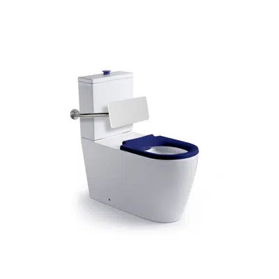 Wolfen 800 Close Coupled Back to Wall Rimless Toilet Suite with Single Flap Seat Blue with Backrest (4 Star) için görüntü