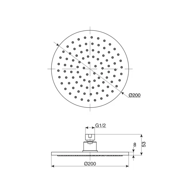 BIM objects - Free download! Mizu Drift Overhead Shower Brass 200mm ...