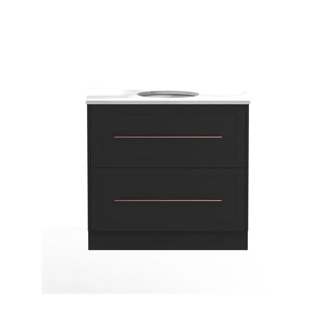 Kado Lux 900mm All Drawer Floor Mounted Vanity Unit 2 Drawers Single Centre Vanity (No Basin)