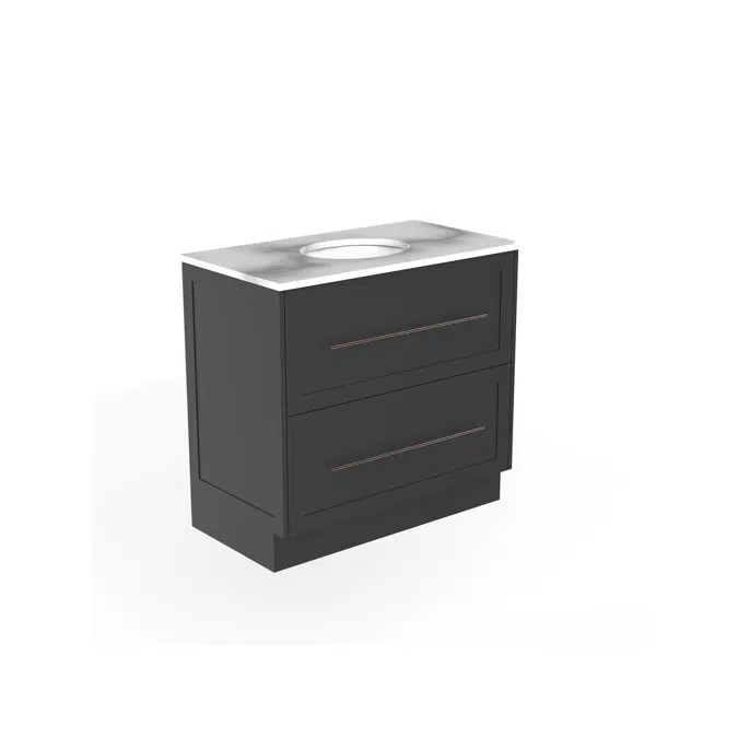 Kado Lux 900mm All Drawer Floor Mounted Vanity Unit 2 Drawers Single Centre Vanity (No Basin)