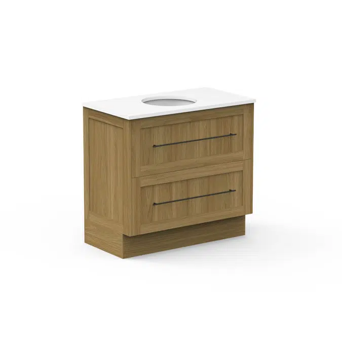 Kado Lux 900mm All Drawer Floor Mounted Vanity Unit 2 Drawers Single Centre Vanity (No Basin)