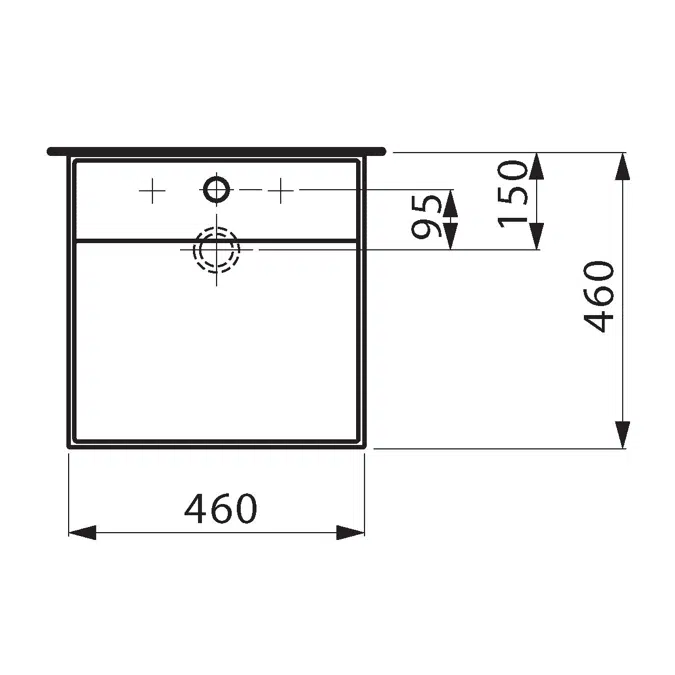LAUFEN Kartell Small Washbasin with Fixing No Taphole 460mm x 460mm White