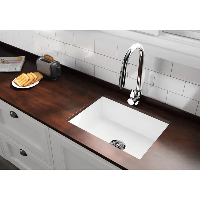 Memo Harper Single Bowl Inset/Undermount Sink 600mm Fireclay White