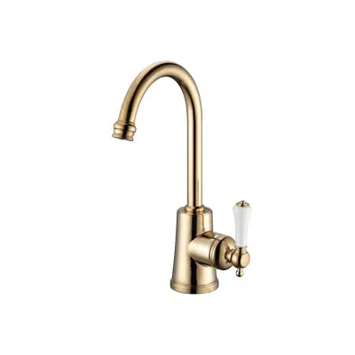 Kado Era Sink Mixer Small Porcelain Handle Brass Gold (5 Star) için görüntü